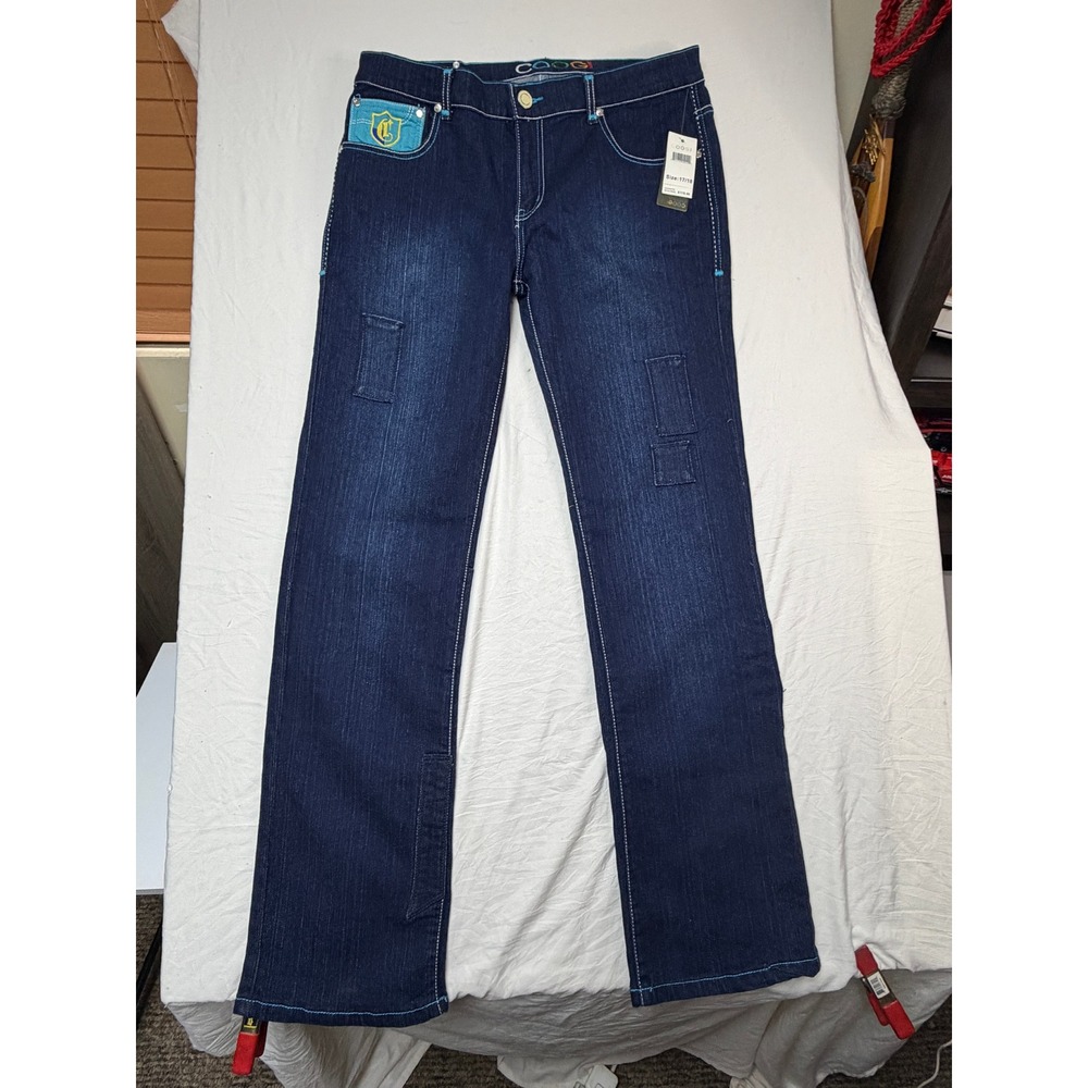 COOGI Australia Dark Wash Embroidered Crest Denim Jeans Size 17/18 NWT
